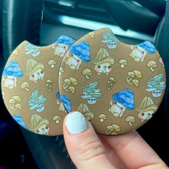 Cute Mushroom Car Coaster 2 Pack - Picture 4 of 11